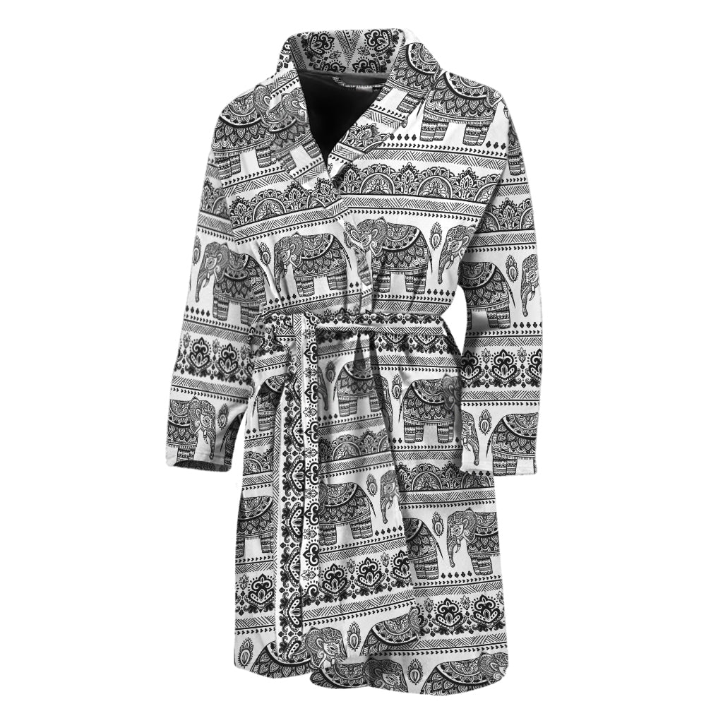 Indian Bohemian Elephant Pattern Print Men's Bathrobe