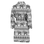 Indian Bohemian Elephant Pattern Print Men's Bathrobe