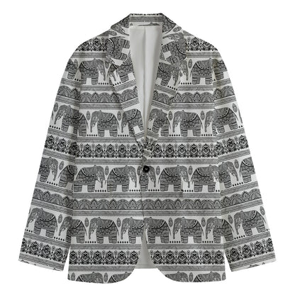 Indian Bohemian Elephant Pattern Print Men's Blazer