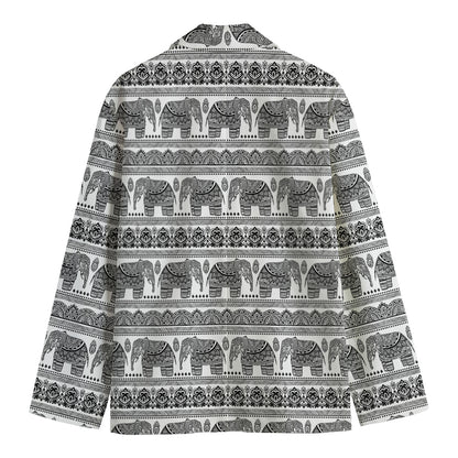 Indian Bohemian Elephant Pattern Print Men's Blazer