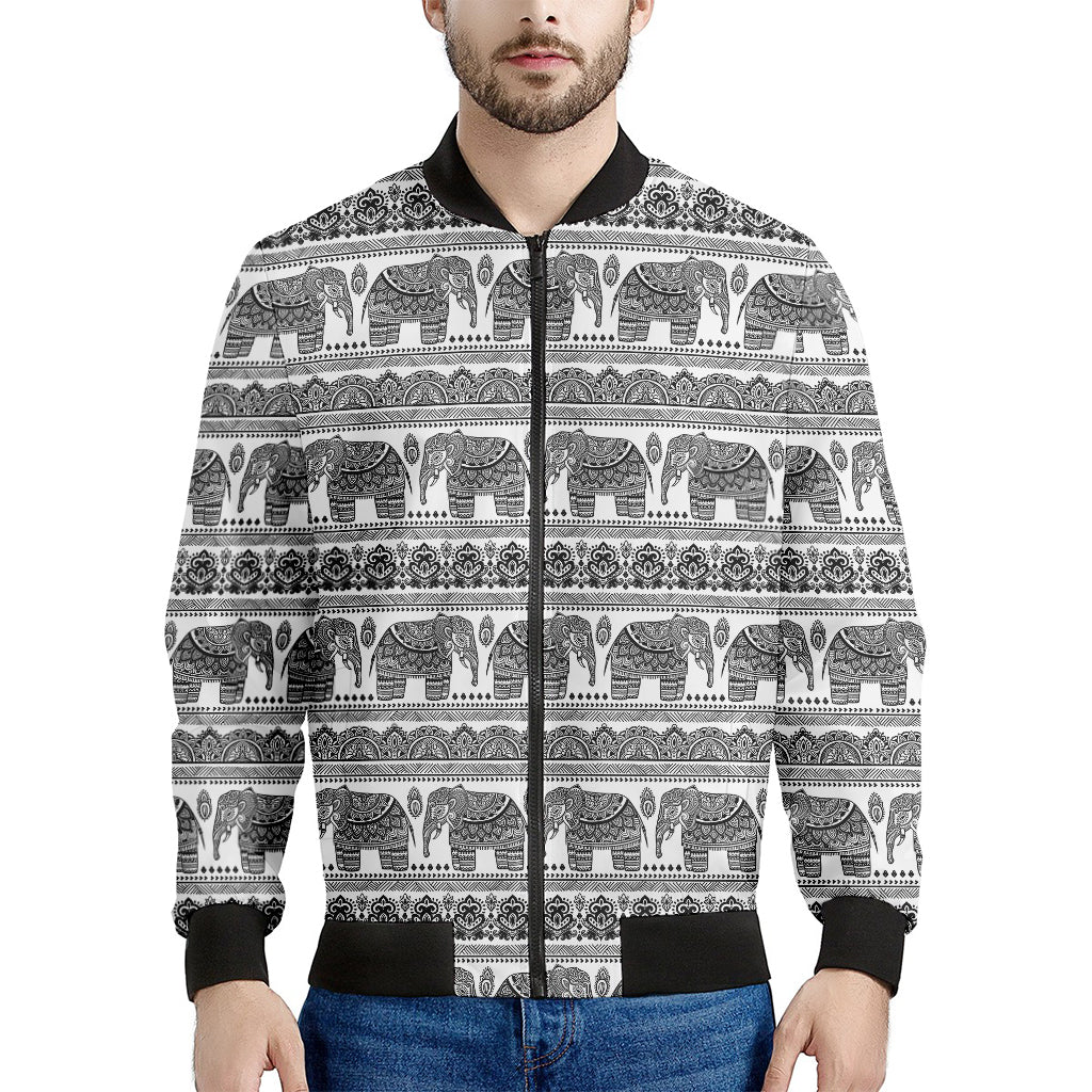 Indian Bohemian Elephant Pattern Print Men's Bomber Jacket