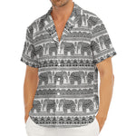 Indian Bohemian Elephant Pattern Print Men's Deep V-Neck Shirt