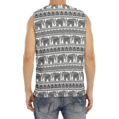 Indian Bohemian Elephant Pattern Print Men's Fitness Tank Top
