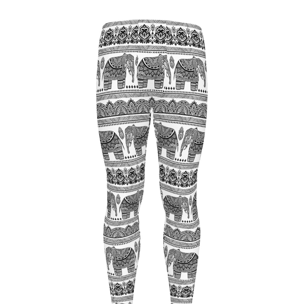 Indian Bohemian Elephant Pattern Print Men's leggings