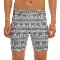 Indian Bohemian Elephant Pattern Print Men's Long Boxer Briefs