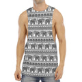 Indian Bohemian Elephant Pattern Print Men's Muscle Tank Top