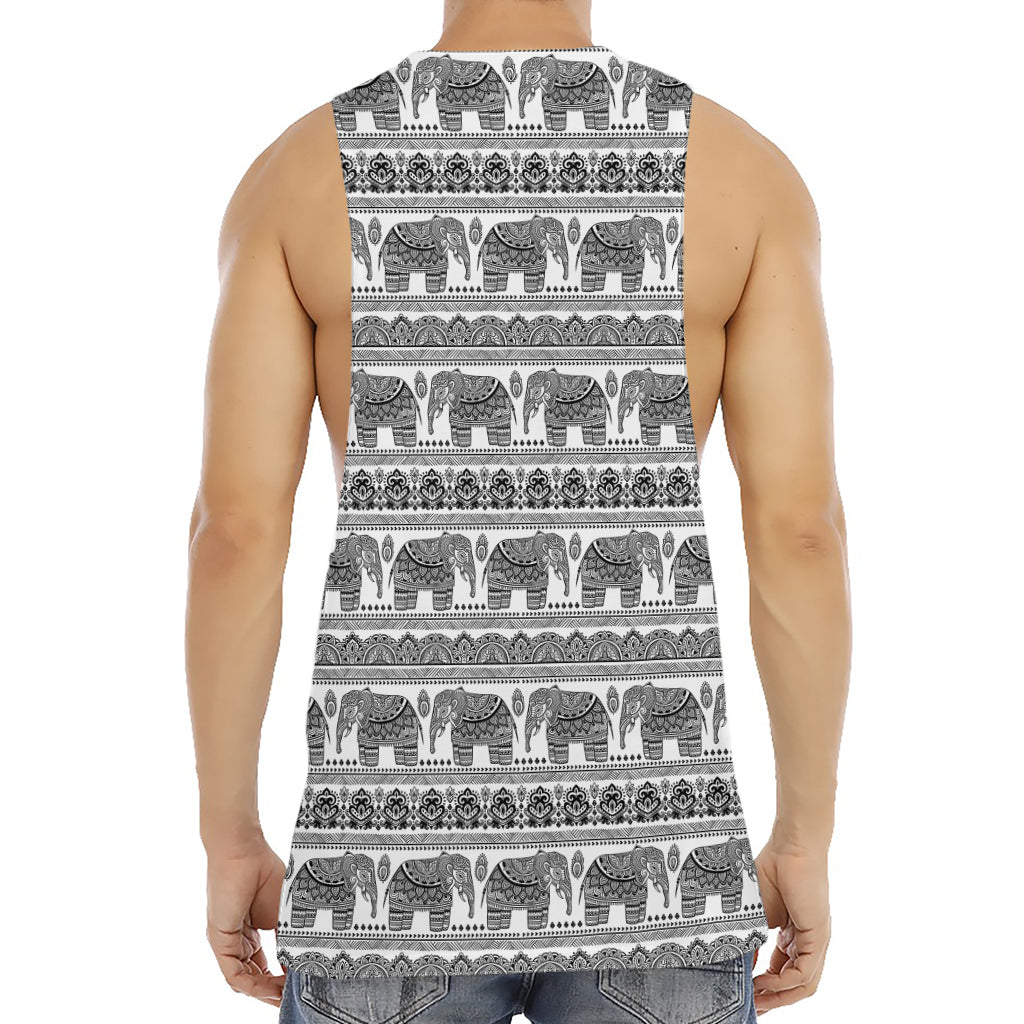 Indian Bohemian Elephant Pattern Print Men's Muscle Tank Top