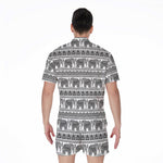 Indian Bohemian Elephant Pattern Print Men's Rompers