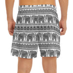 Indian Bohemian Elephant Pattern Print Men's Split Running Shorts