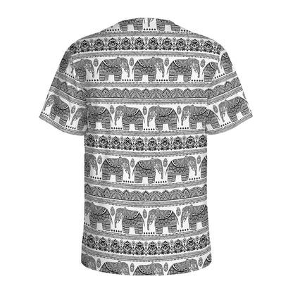 Indian Bohemian Elephant Pattern Print Men's Sports T-Shirt