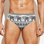 Indian Bohemian Elephant Pattern Print Men's Swim Briefs