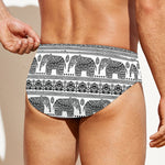 Indian Bohemian Elephant Pattern Print Men's Swim Briefs