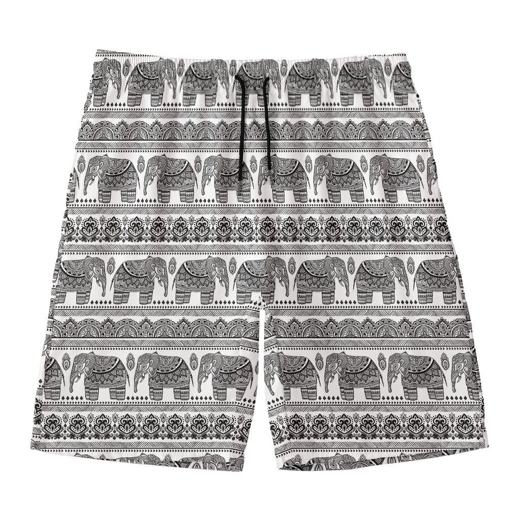 Indian Bohemian Elephant Pattern Print Men's Swim Trunks