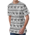 Indian Bohemian Elephant Pattern Print Men's Velvet T-Shirt