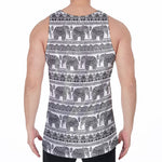Indian Bohemian Elephant Pattern Print Men's Velvet Tank Top