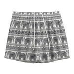 Indian Bohemian Elephant Pattern Print Mesh Shorts