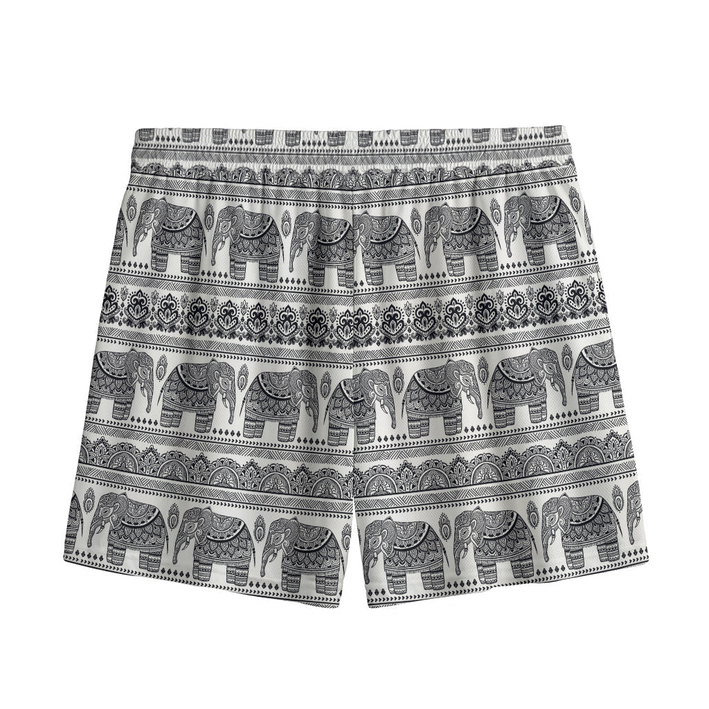 Indian Bohemian Elephant Pattern Print Mesh Shorts