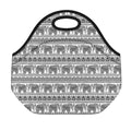 Indian Bohemian Elephant Pattern Print Neoprene Lunch Bag