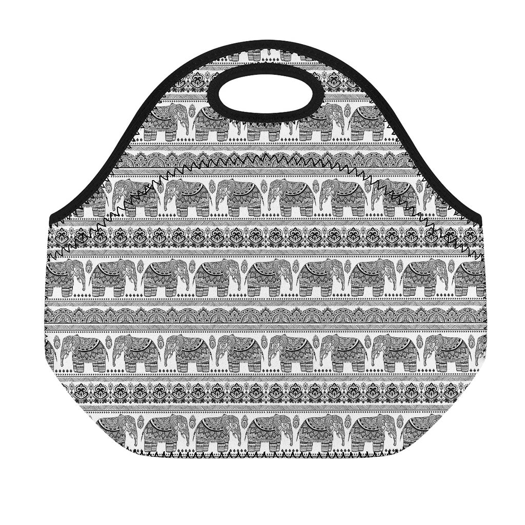 Indian Bohemian Elephant Pattern Print Neoprene Lunch Bag
