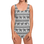 Indian Bohemian Elephant Pattern Print One Piece Swimsuit