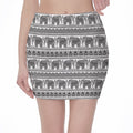 Indian Bohemian Elephant Pattern Print Pencil Mini Skirt