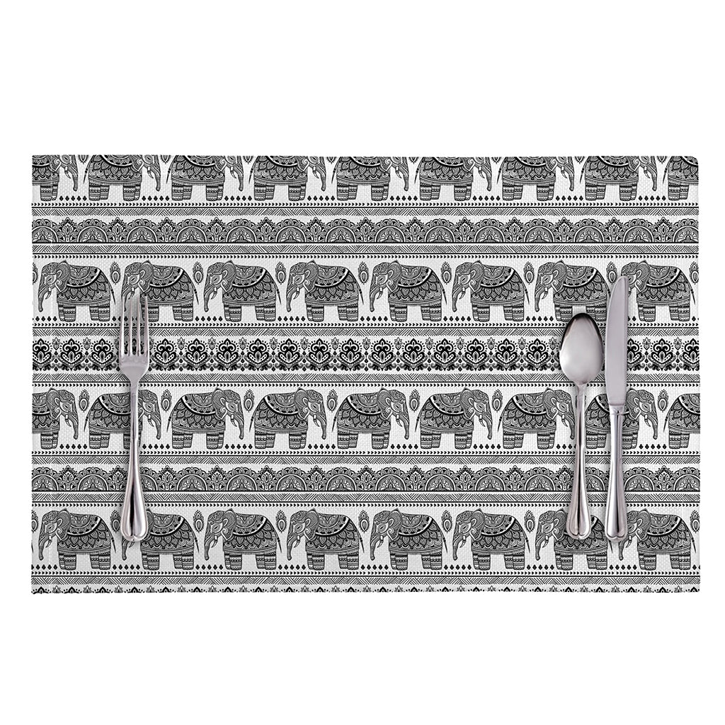 Indian Bohemian Elephant Pattern Print Placemat