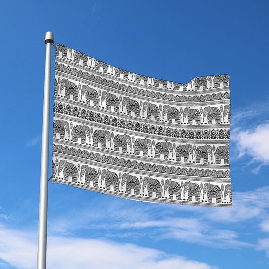 Indian Bohemian Elephant Pattern Print Polyester Flag