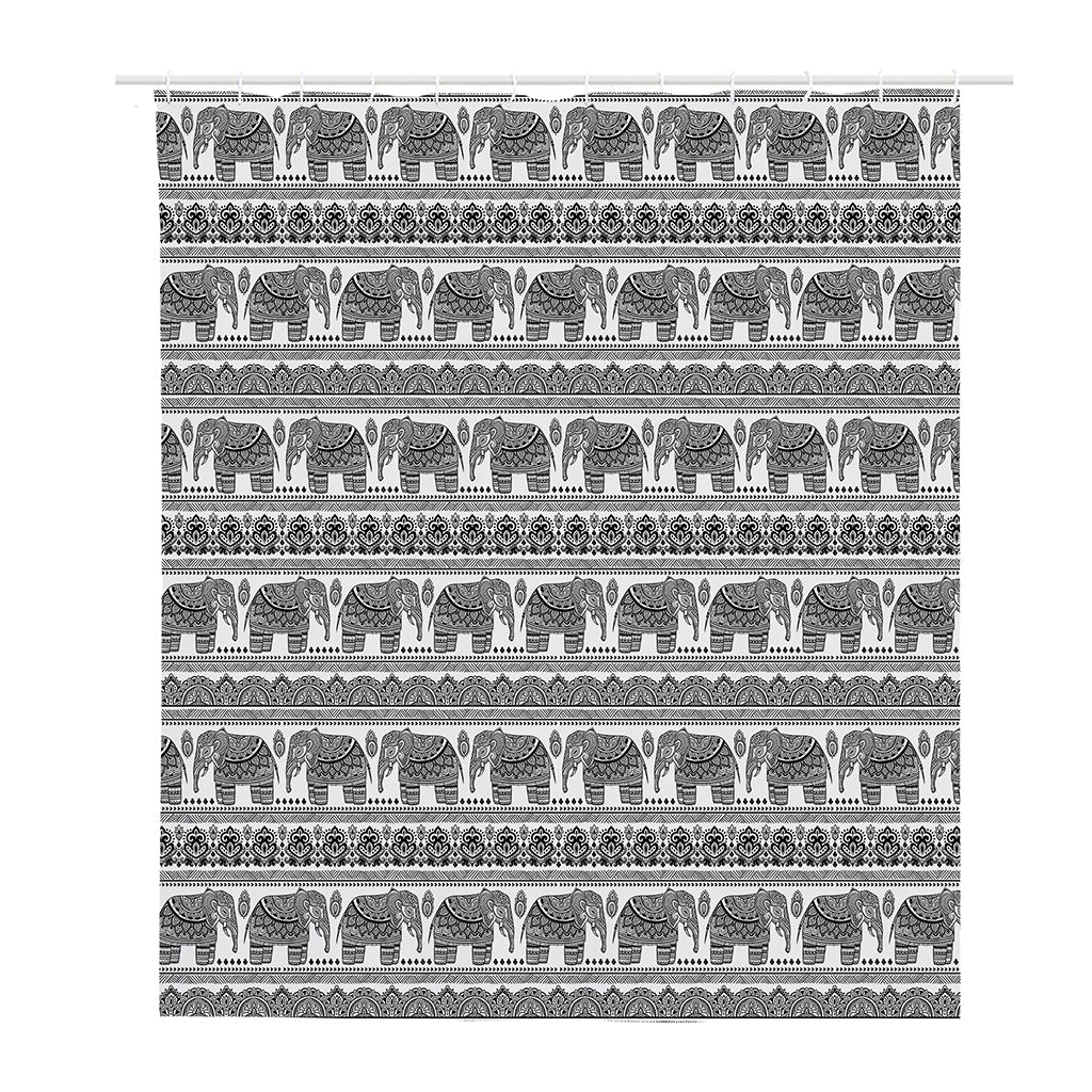 Indian Bohemian Elephant Pattern Print Polyester Shower Curtain