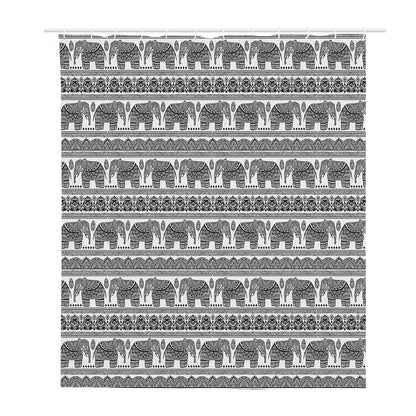 Indian Bohemian Elephant Pattern Print Polyester Shower Curtain