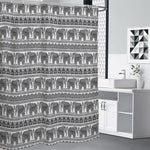 Indian Bohemian Elephant Pattern Print Premium Shower Curtain