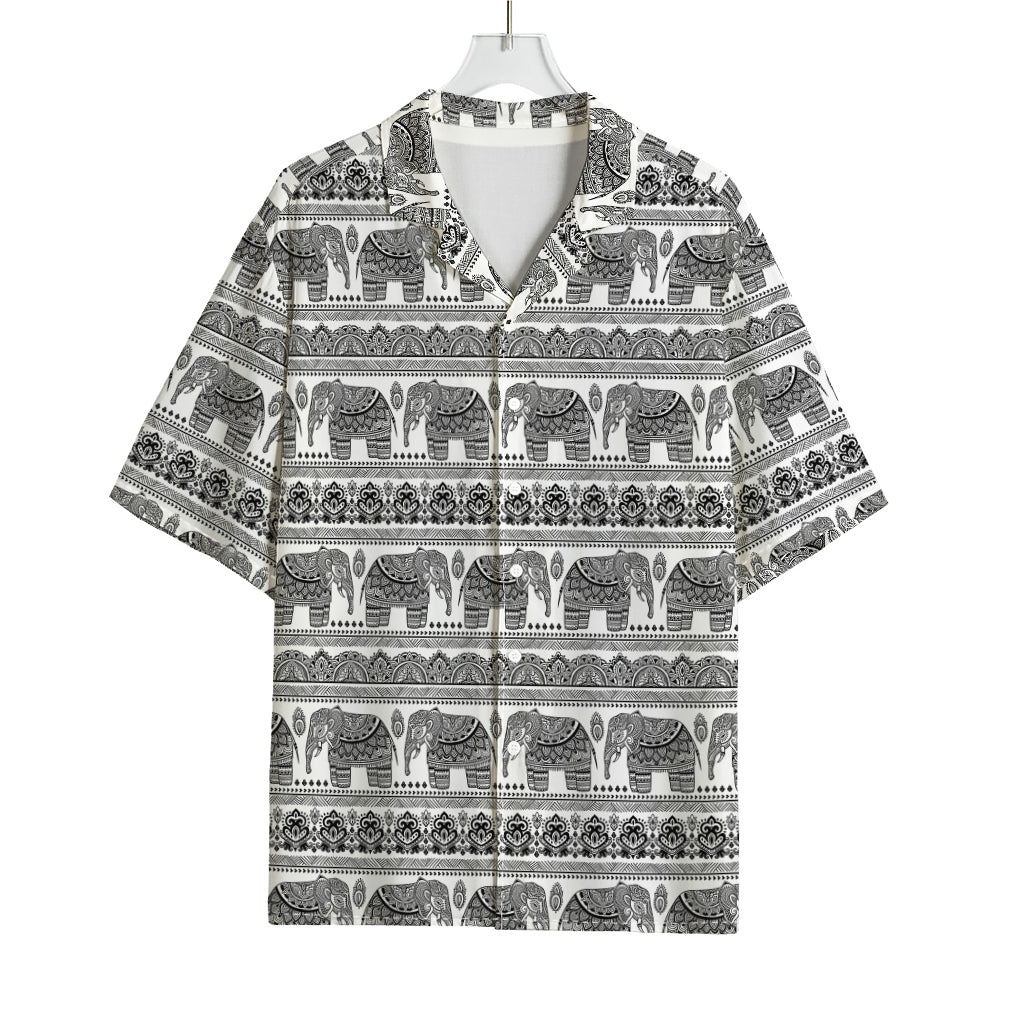 Indian Bohemian Elephant Pattern Print Rayon Hawaiian Shirt