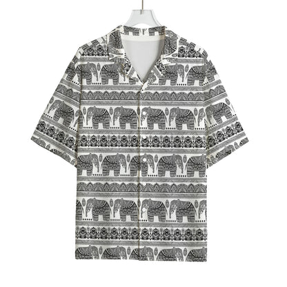 Indian Bohemian Elephant Pattern Print Rayon Hawaiian Shirt