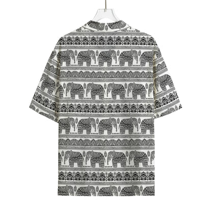 Indian Bohemian Elephant Pattern Print Rayon Hawaiian Shirt