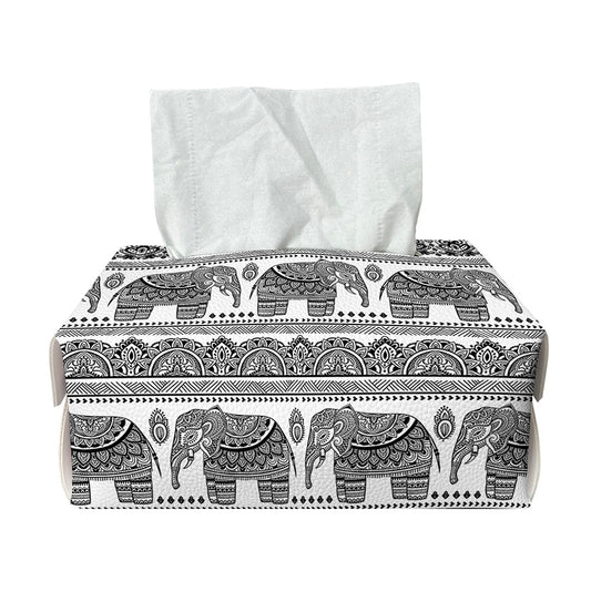 Indian Bohemian Elephant Pattern Print Rectangle Tissue Box Cover