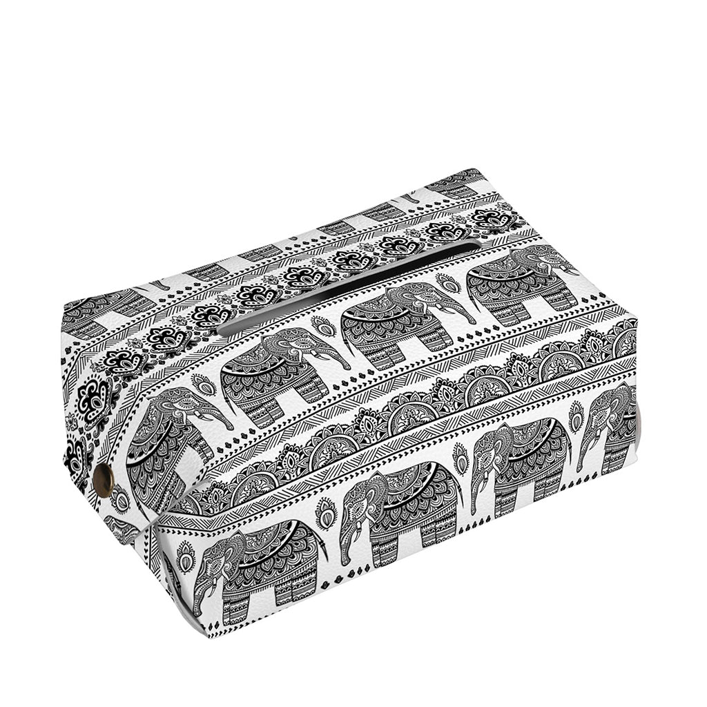 Indian Bohemian Elephant Pattern Print Rectangle Tissue Box Cover