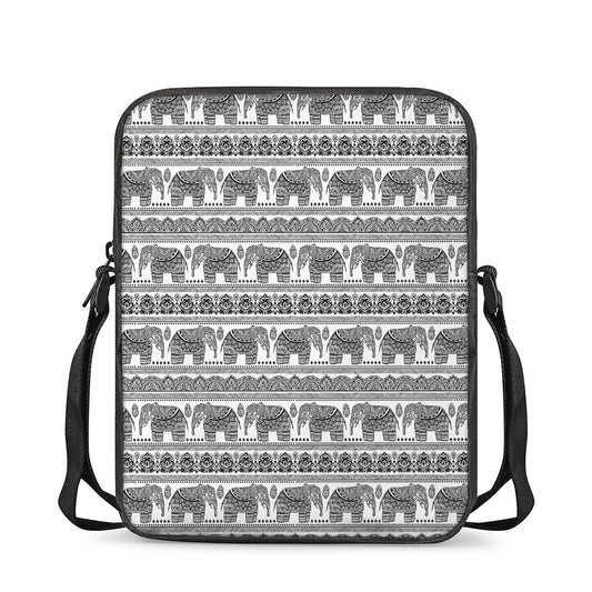 Indian Bohemian Elephant Pattern Print Rectangular Crossbody Bag
