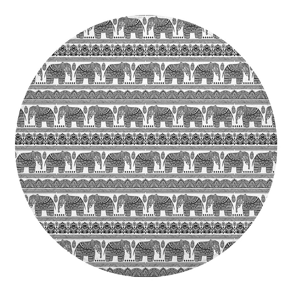 Indian Bohemian Elephant Pattern Print Round Blanket