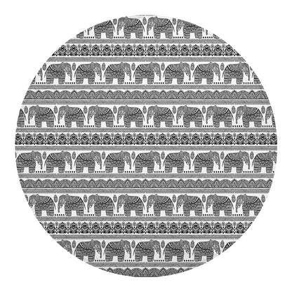 Indian Bohemian Elephant Pattern Print Round Blanket