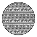 Indian Bohemian Elephant Pattern Print Round Floor Mat