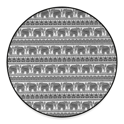 Indian Bohemian Elephant Pattern Print Round Floor Mat