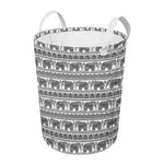 Indian Bohemian Elephant Pattern Print Round Laundry Basket
