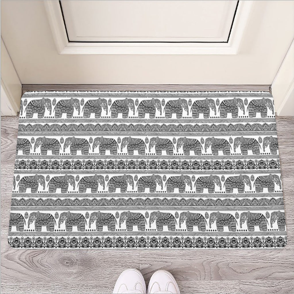 Indian Bohemian Elephant Pattern Print Rubber Doormat