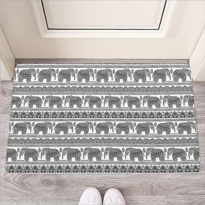 Indian Bohemian Elephant Pattern Print Rubber Doormat