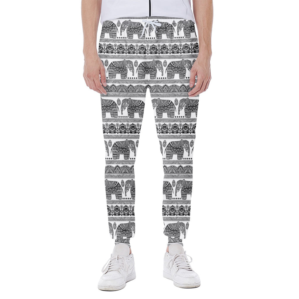 Indian Bohemian Elephant Pattern Print Scuba Joggers