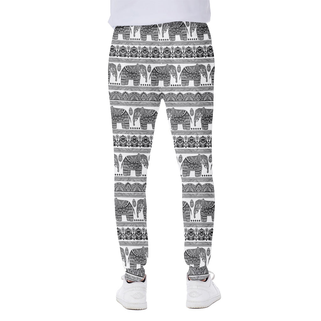 Indian Bohemian Elephant Pattern Print Scuba Joggers