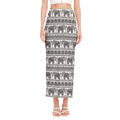 Indian Bohemian Elephant Pattern Print Side Slit Maxi Skirt