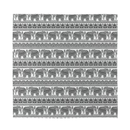 Indian Bohemian Elephant Pattern Print Silk Bandana