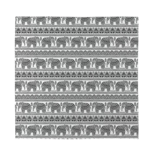 Indian Bohemian Elephant Pattern Print Silk Bandana