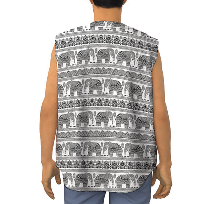 Indian Bohemian Elephant Pattern Print Sleeveless Baseball Jersey