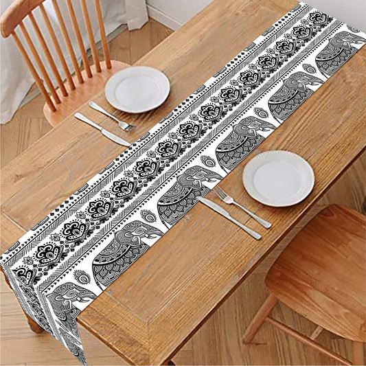 Indian Bohemian Elephant Pattern Print Table Runner